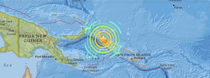 Major M7.9 earthquake hits Bougainville Island, P.N.G.