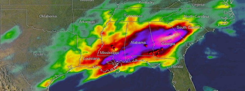 Heavy rainfall over the southeastern US measured from space