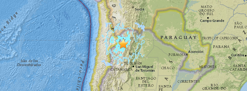 Deep M6.3 earthquake hits Jujuy, Argentina
