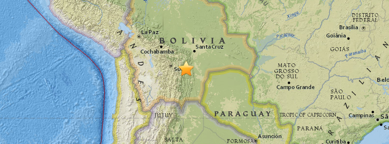 Very deep M6.5 earthquake hits Chuquisaca, Bolivia