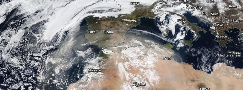 Thick cloud of Saharan dust moving over SE Europe