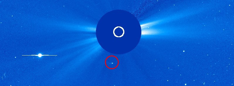 Comet Encke swings around the Sun as seen by solar observatory