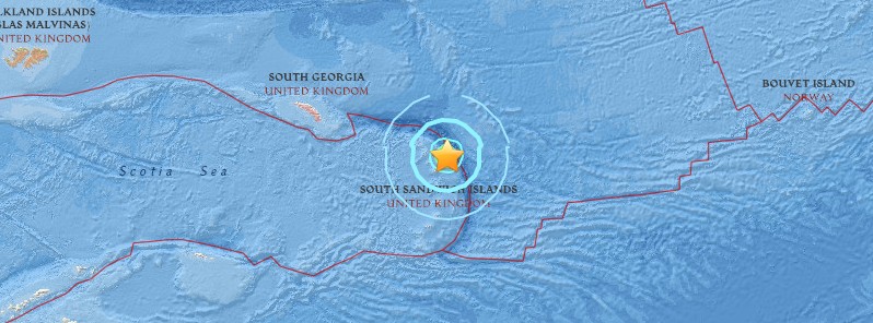 Shallow M6.5 earthquake hits off South Georgia and the South Sandwich Islands