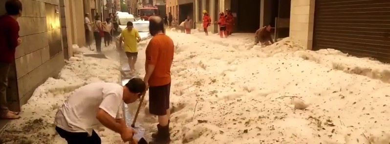 Extremely intense hailstorm hits Girona, Spain