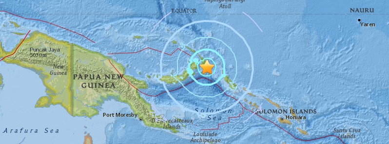 Strong and shallow M6.4 earthquake hits near the coast of New Ireland, P.N.G.