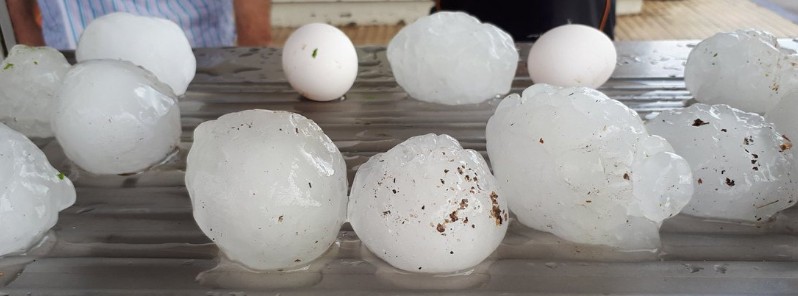 Extra large hailstones devastate Rubielos de Mora, Spain