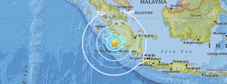Strong and shallow M6.4 earthquake near the coast of southern Sumatra