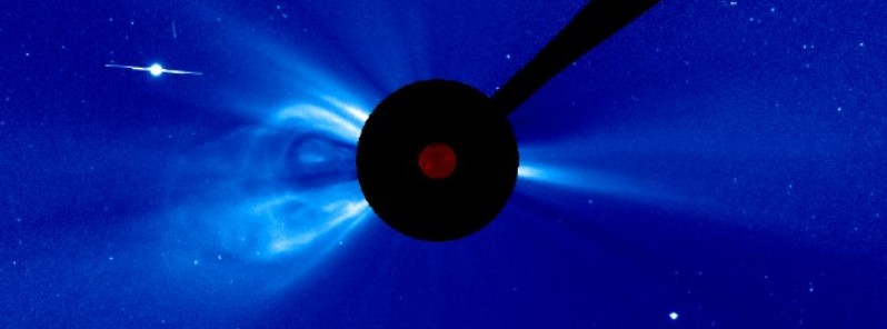 Moderate M1.1 solar flare off eastern limb, old Region 2673 returns