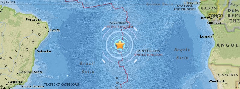 Shallow M6.3 earthquake hits Ascension Island region