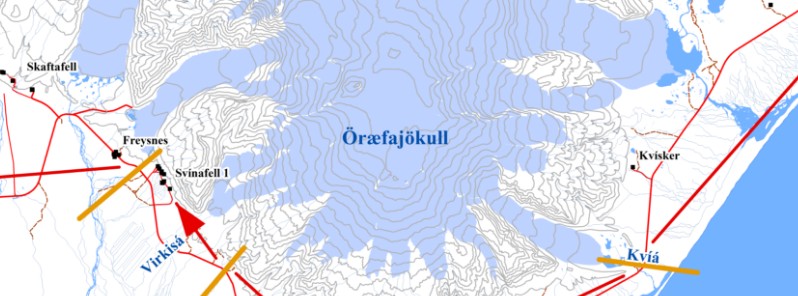 Öræfajökull caldera deepens 20 m (65 feet), geothermal heat in the area, Iceland