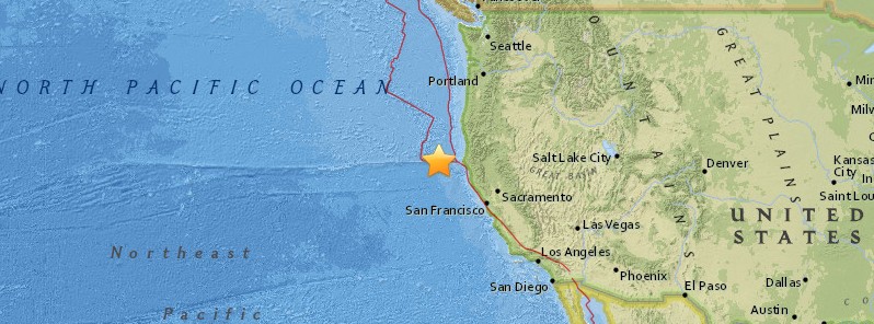 Shallow M5.8 earthquake hits off the coast of Northern California