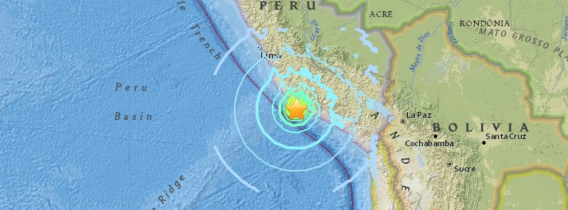 Very strong M7.1 earthquake hits near the coast of central Peru