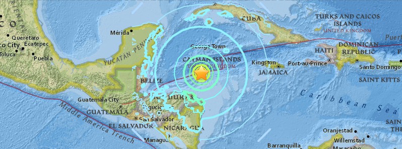 Major M7.6 earthquake hits off the coast of Honduras, small tsunami observed