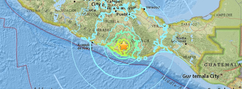Very strong and shallow M7.2 earthquake hits Oaxaca, Mexico
