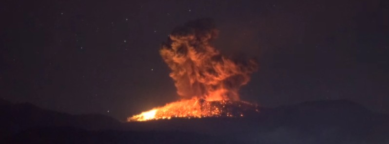 Large explosive eruptions at Mount Shinmoedake, lava flow observed
