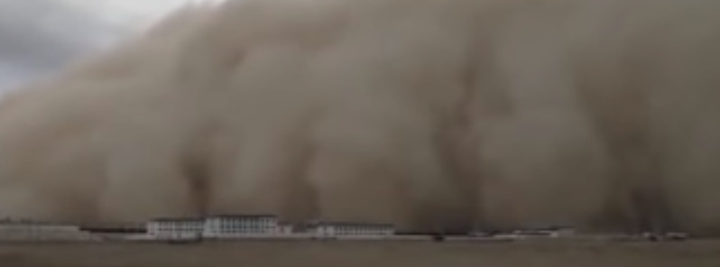 Massive sandstorm engulfs Golmud, Qinghai province, China