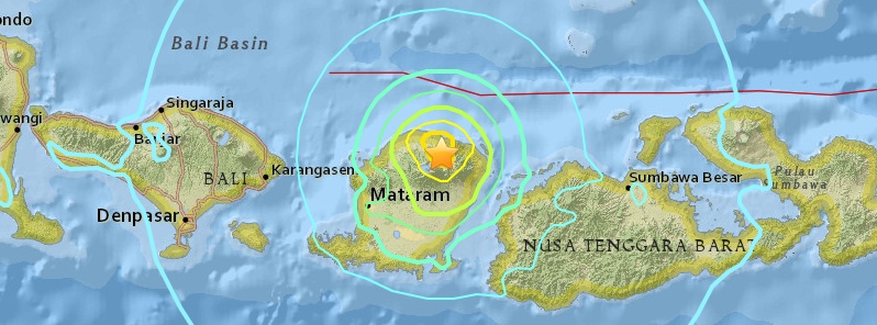 Strong and shallow M6.4 earthquake hits Lombok region of Indonesia: 17 dead, 160+ injured and thousands homes damaged