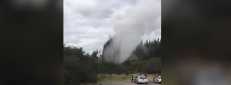 Rare mud eruption at Wai-O-Tapu Thermal Wonderland south of Rotorua, New Zealand