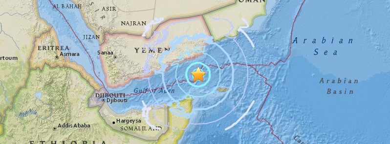 Strong and shallow M6.0 earthquake hits Gulf of Aden, Yemen