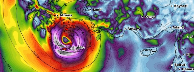 Rapid cyclogenesis in Mediterranean Sea: Medicane “Zorbas” is forming, threatening Greece and Turkey