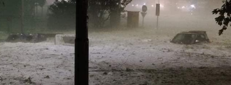 Violent storm drops huge hail, produces massive hail accumulations in Rome, Italy