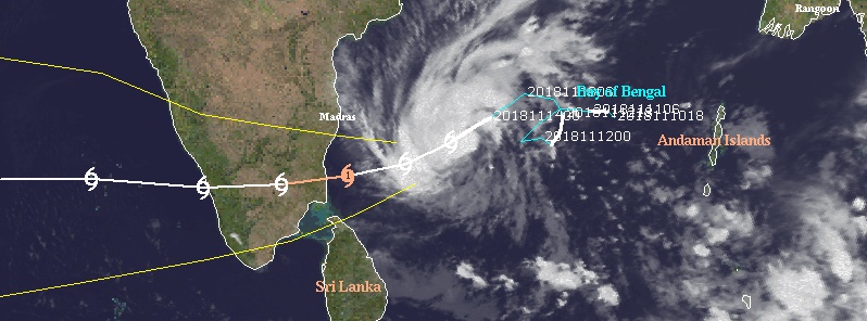 Tropical Cyclone “Gaja” about to make landfall over southeastern India
