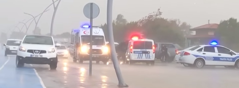 Two waterspouts make landfall in Antalya, Turkey