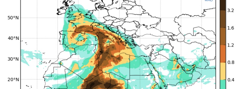 Exceptionally large dust event for western Europe and Mediterranean