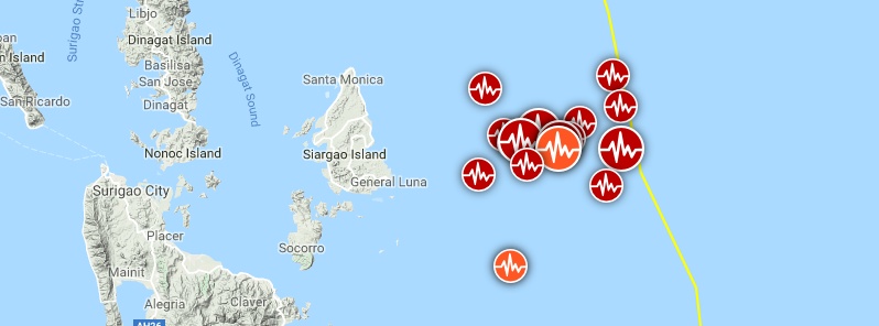 Earthquake swarm offshore Surigao del Norte, Philippines