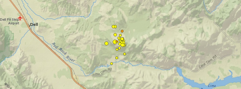 Earthquake swarm in southwest Montana