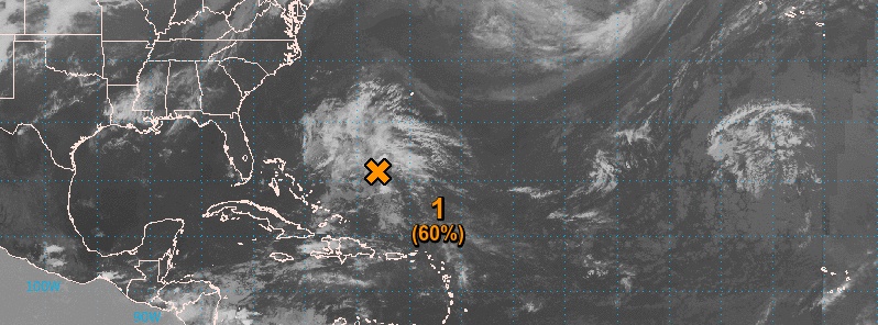 First tropical cyclone of the 2019 Atlantic hurricane season developing SW of Bermuda