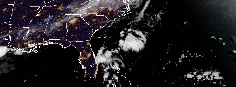 Tropical Depression Three moving NW between Florida and the Bahamas