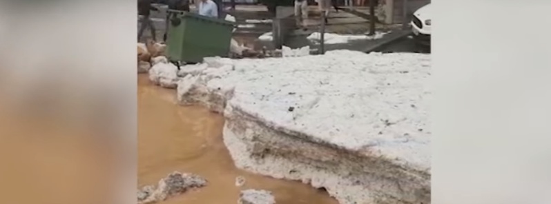 Powerful hailstorm hits capital Madrid, turning roads into raging rivers, Spain