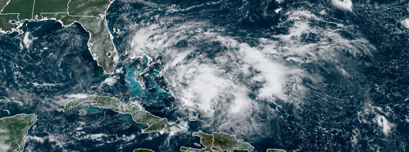 Tropical cyclone organizing over the Bahamas, heavy rainfall and gusty winds in region affected by Hurricane “Dorian”