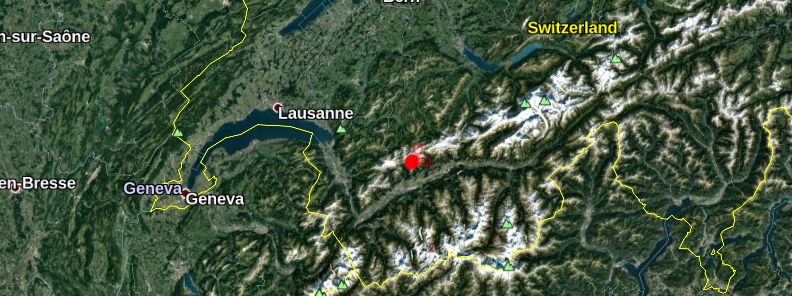 Rare earthquake swarm north of Sion, Switzerland