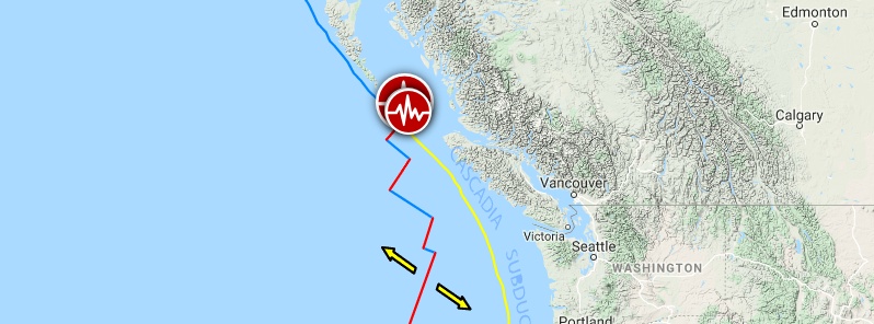 Shallow M6.0 earthquake hits off the coast of Vancouver Island, British Columbia, Canada
