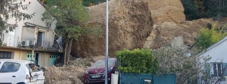 Huge boulders crash on houses in Les Mees, France