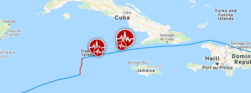 Major M7.7 earthquake hits between Cuba and Jamaica, followed by M6.1 near Cayman Islands