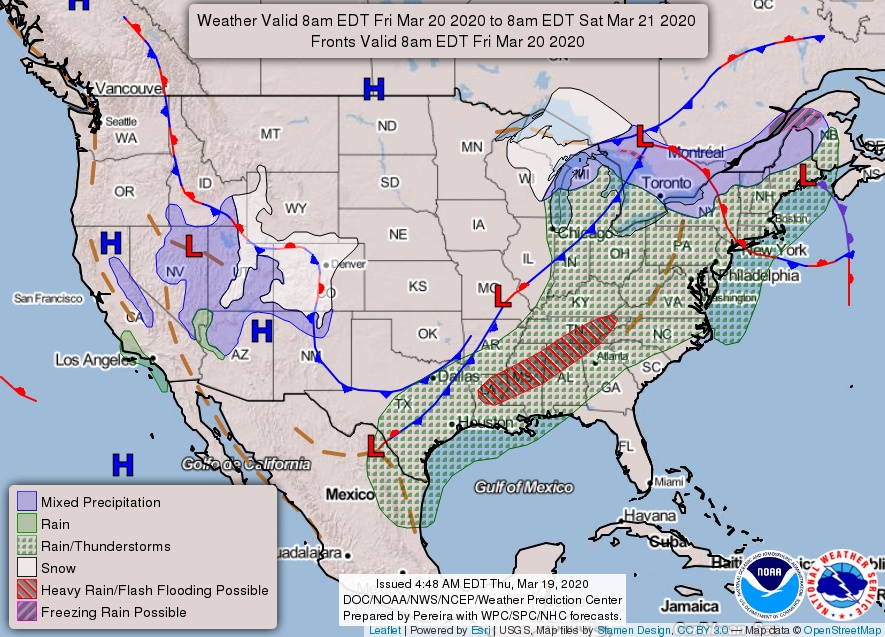 Significant storm system impacting the United States — heavy rain, snow and severe thunderstorms