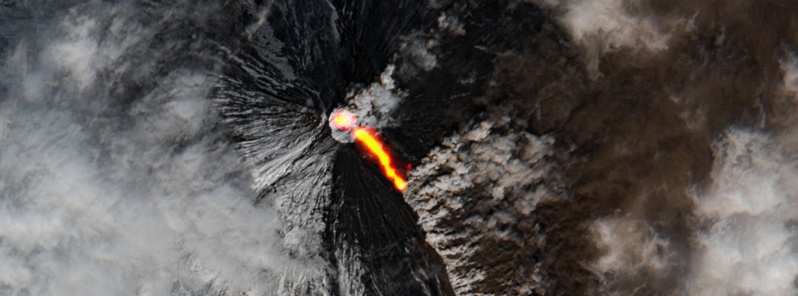 Lava flows on the southeastern flank of Klyuchevskoy volcano, Russia