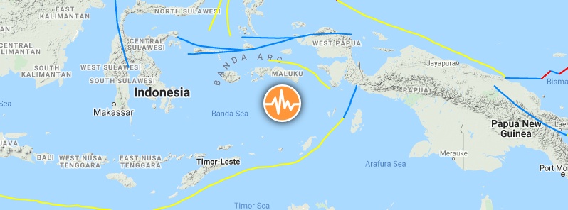 M6.8 earthquake hits Banda Sea at intermediate depth, Indonesia