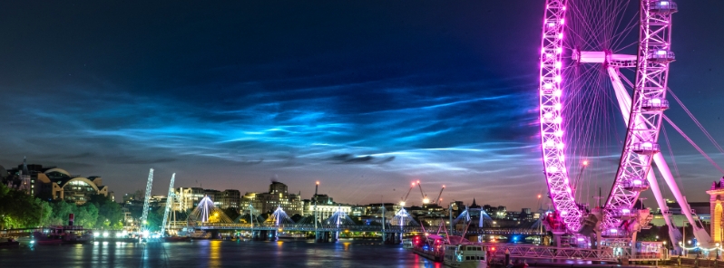 Rare noctilucent clouds appear during summer solstice over London, England