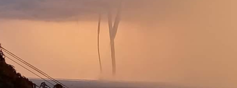 Rare multiple waterspouts form over Laguna de Bay, Philippines