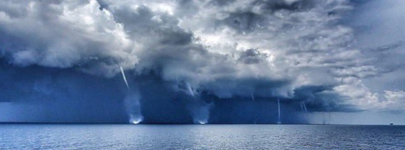 10 simultaneous waterspouts seen off the coast of Louisiana, U.S.