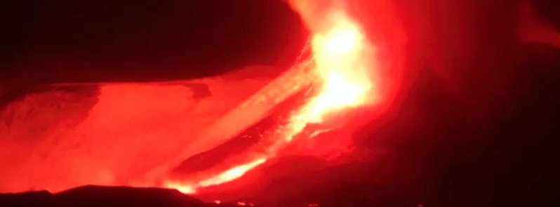 Intense Strombolian activity continues at Etna’s Southeast Crater, lava emission resumes