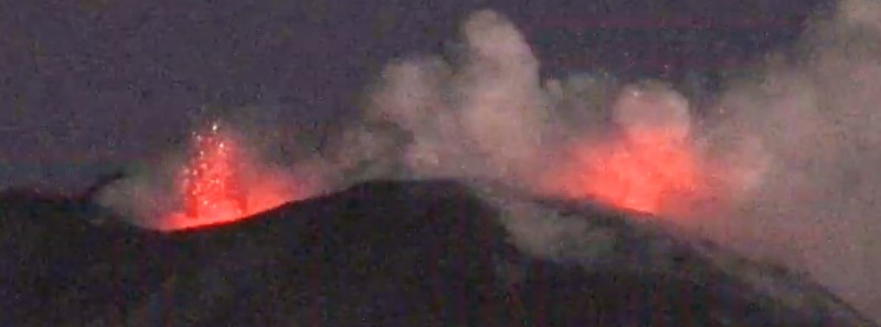 Etna’s Southeast Crater erupting from two vents simultaneously, Italy
