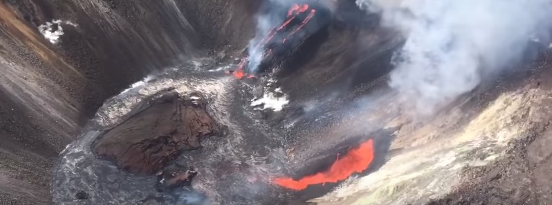 Two fissures continue to erupt at Kilauea’s Halema’uma’u crater, Hawai’i