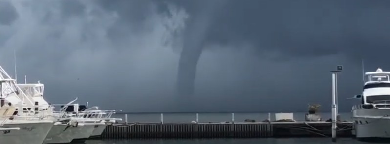 Unusually large waterspout recorded off Port of Spain, Trinidad and Tobago