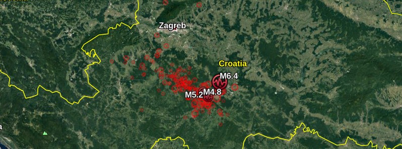 2020 M6.4 Croatia earthquake aftershocks migrating north toward capital Zagreb, liquefaction, sinkholes reported