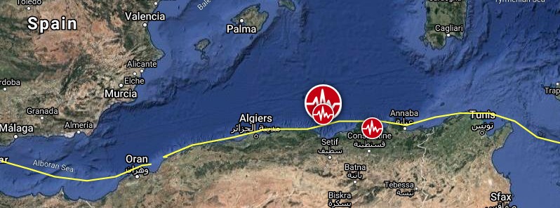 Very strong and shallow M6.0 earthquake hits near the coast of Bejaia, Algeria